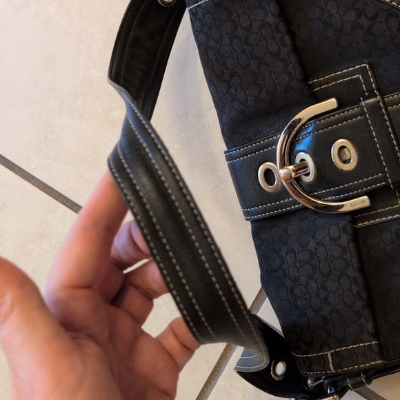 Coach Coach 3628 Vintage Soho Shoulder Bag Black Canvas Leather Monogram - Picture 11 of 14